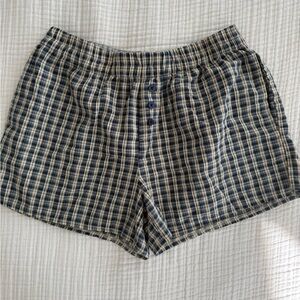 Navy Plaid Women's Lounge Shorts